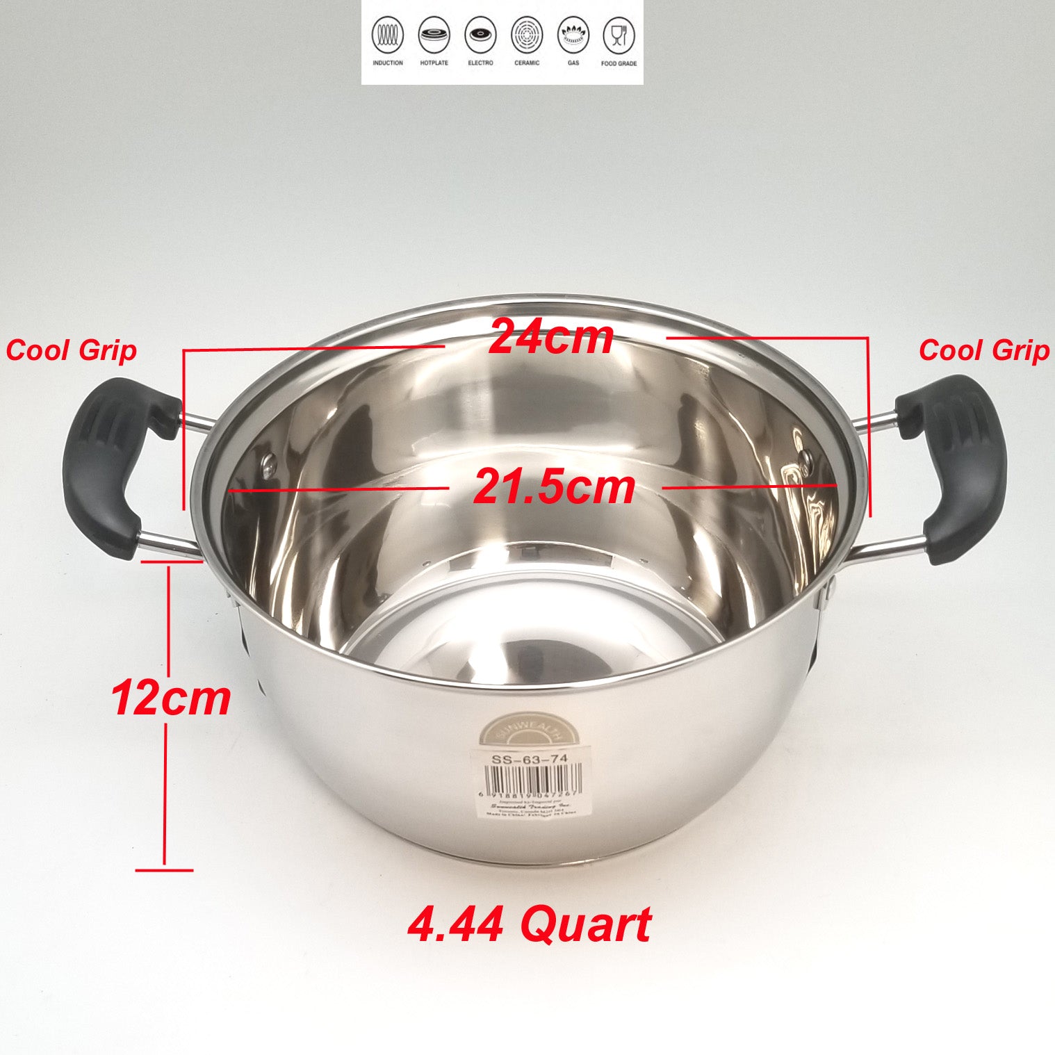 Value Soup Pot w/Glass Lid - 22cm