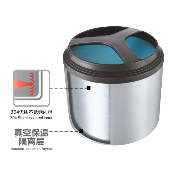 Korean style 1L Vacuum Lunch box in 304 Stainless Steel.