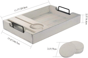 Open image in slideshow, Special Buy : Only $12.89  for Wooden Wine Serving Tray with Coasters (Retail $42.99)
